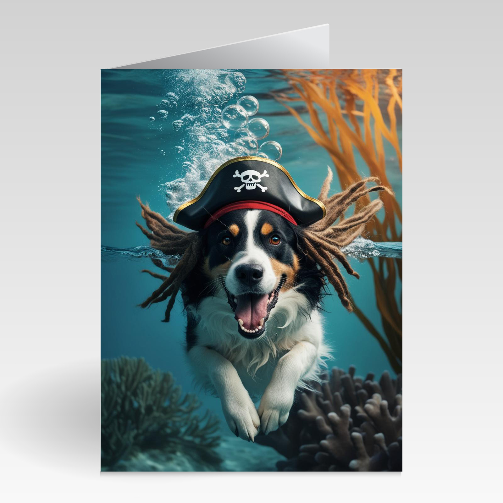 Aquapaws Border Collie Dressed as a Pirate Cards