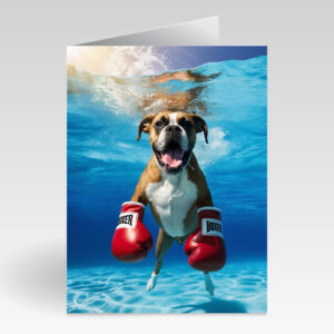 Aquapaws Boxer Dog with Boxing Gloves on Card