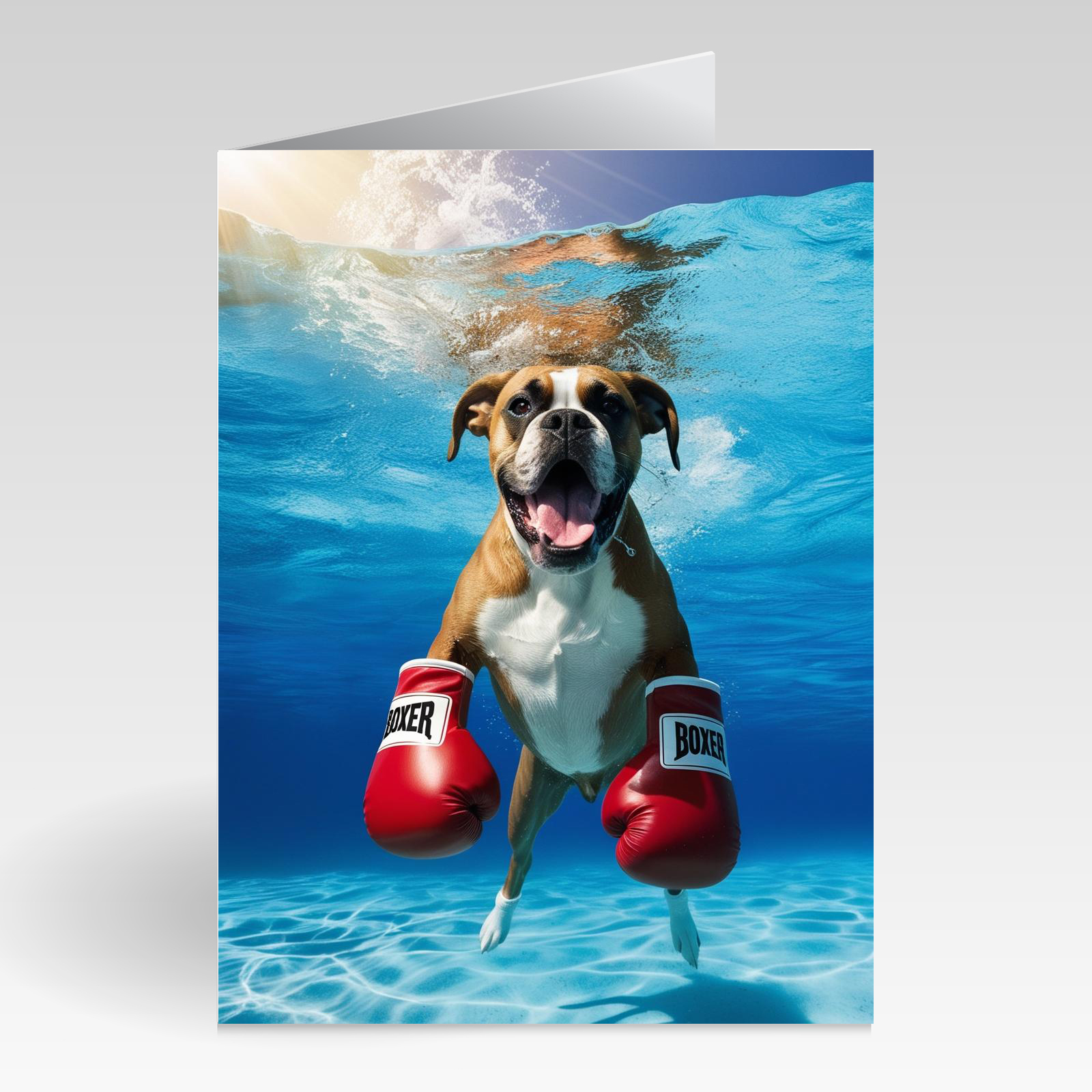 Aquapaws Boxer Dog with Boxing Gloves on Card