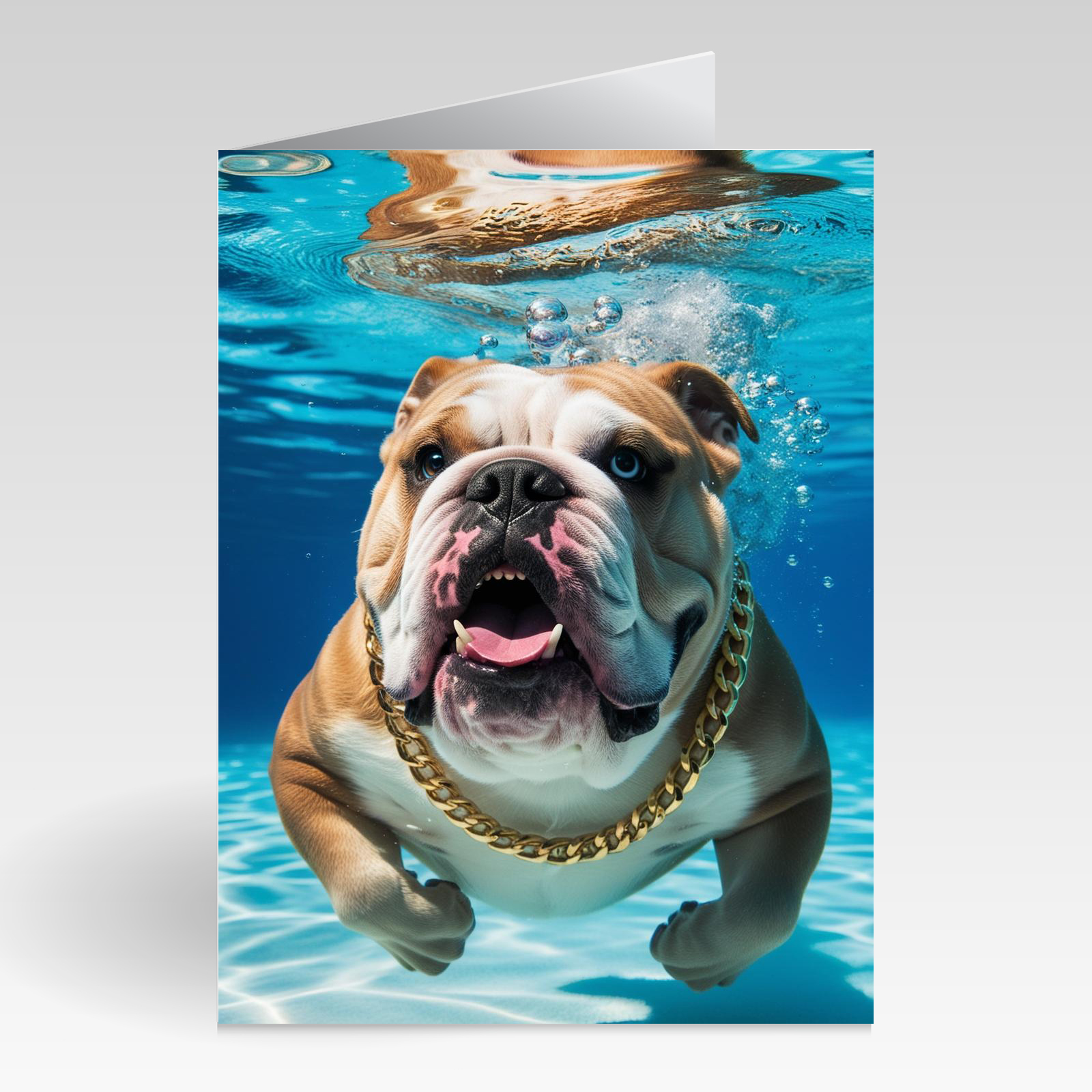 Aquapaws Bulldog with Chain Humour Card