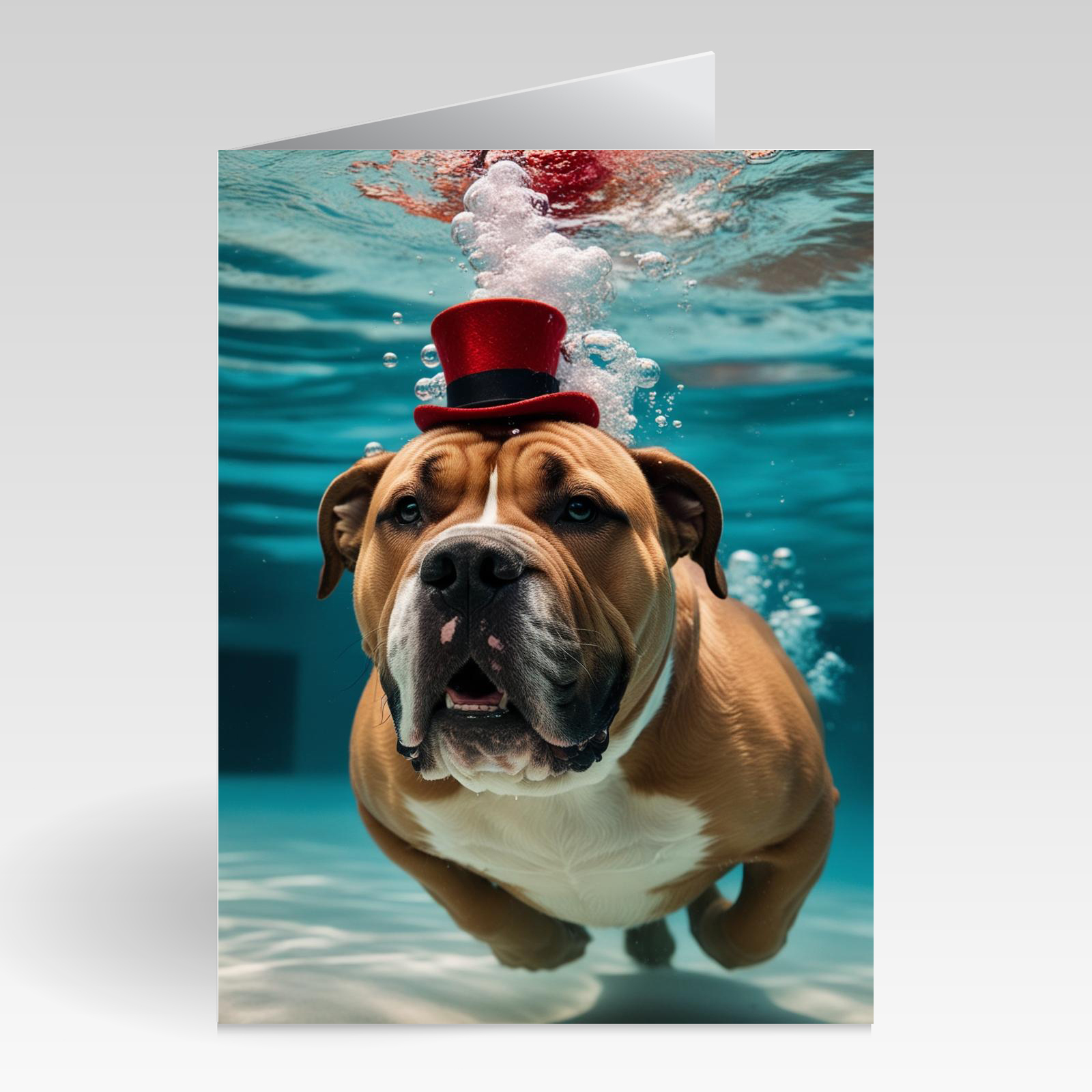 Aquapaws Bullgog with Little Red Hat Card