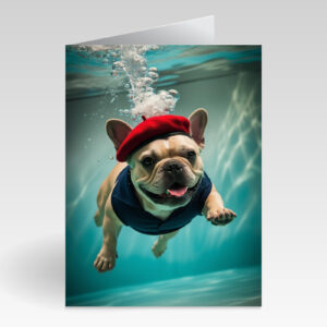 Aquapaws French Bulldogwith French Red Berrett on Humour Card