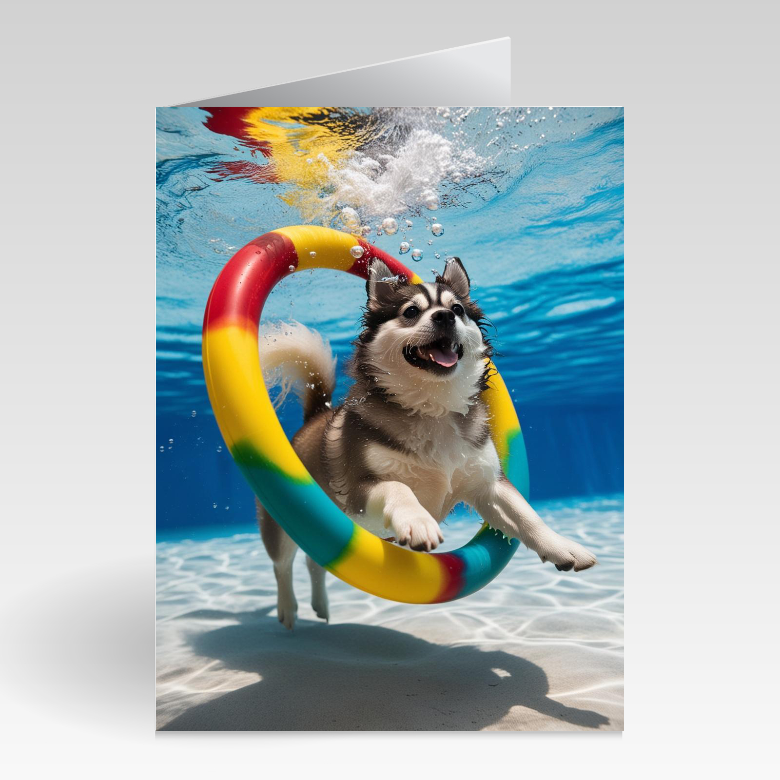 Aquapaws Husky going Through Mutlicoulred Hoop Card