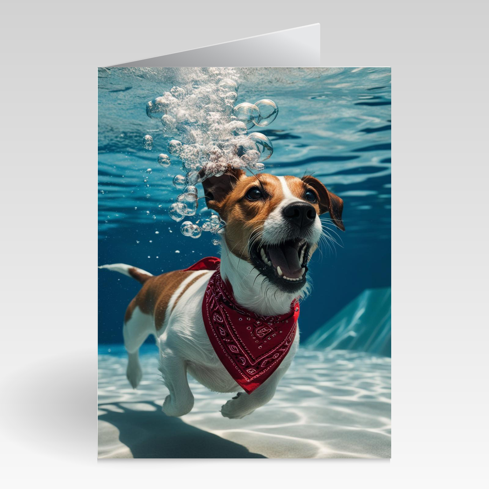 Aquapaws Jack Russell with Red Scarf on Humour Card