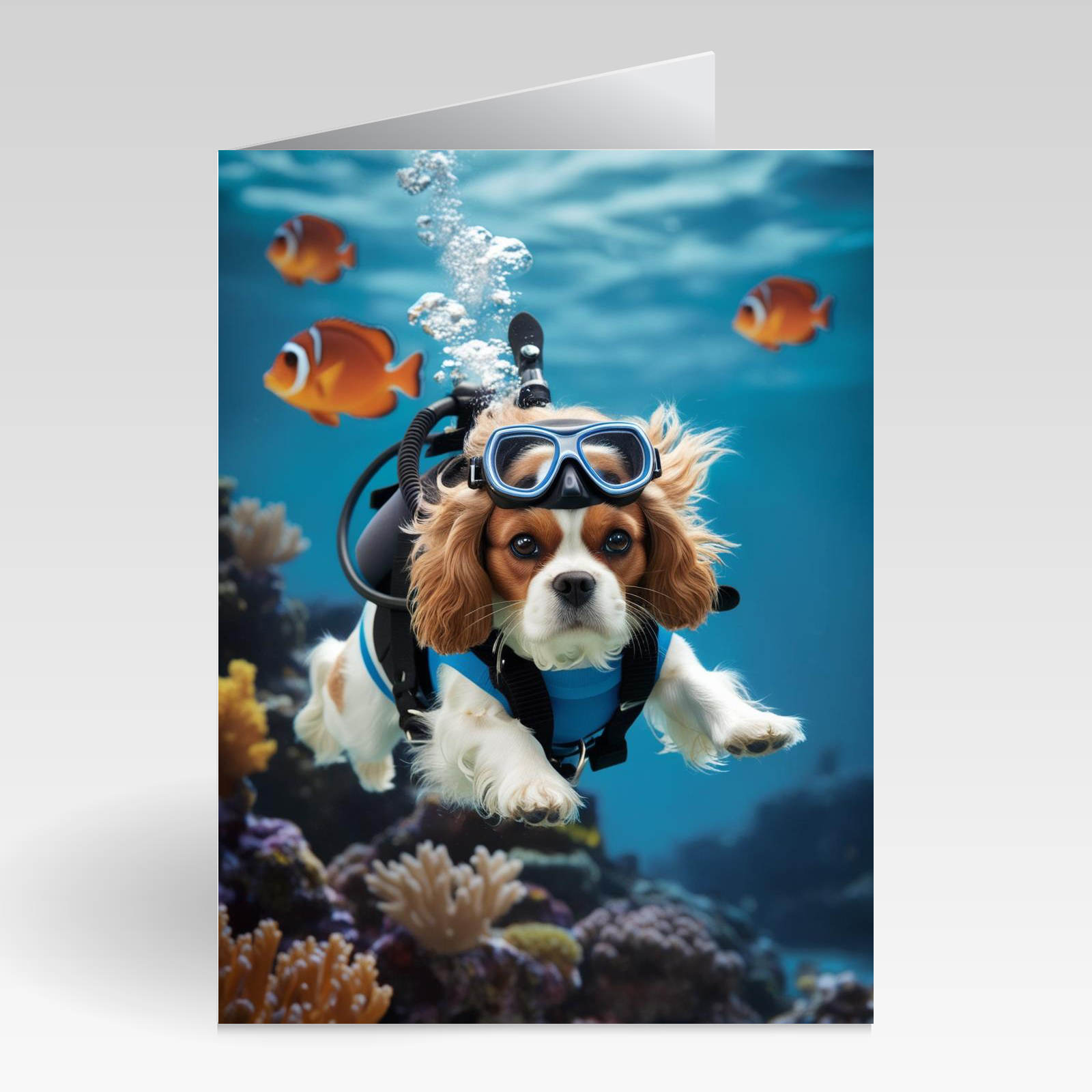 Aquapaws King Charles Spaniel In Scuba Gear on Card