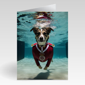 Aquapaws Mongrel Dog with Red Victorian suit on Card