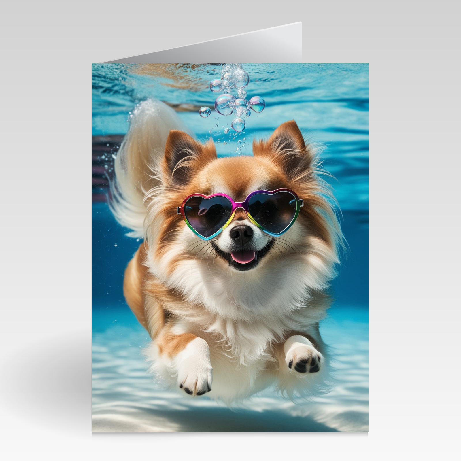 Aquapaws Pommeranian Dog with Love Heart Sunglasses on