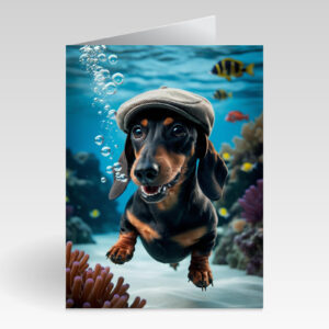 Aquapaws Sausage Dog with Flat Cap On Card