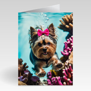 Aquapaws Yorkshire Terrier with Little Pink Bow in Hair Card