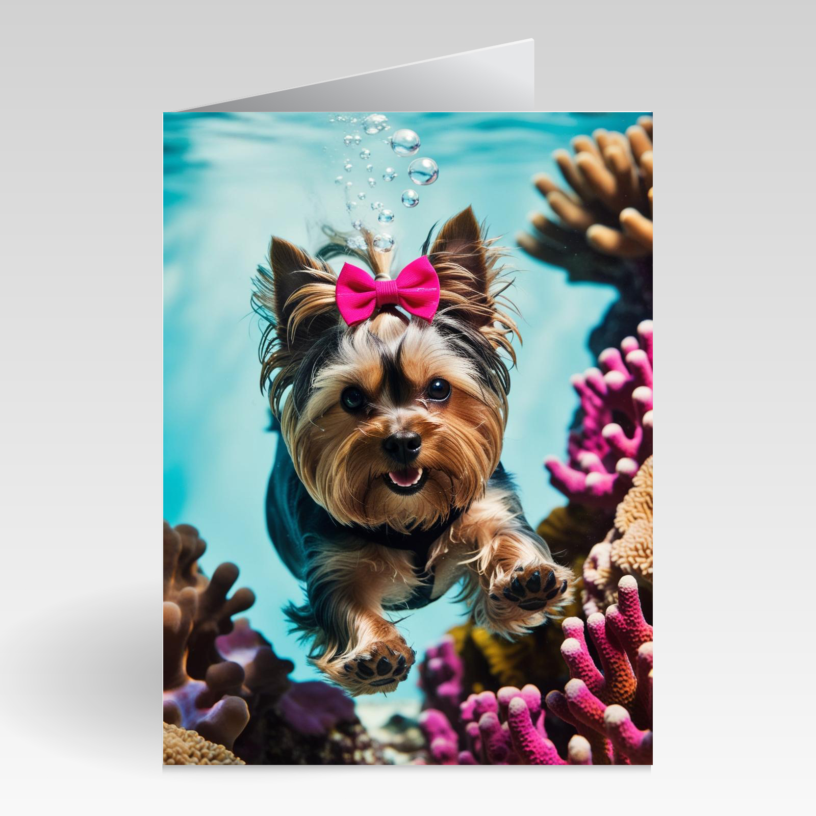 Aquapaws Yorkshire Terrier with Little Pink Bow in Hair Card