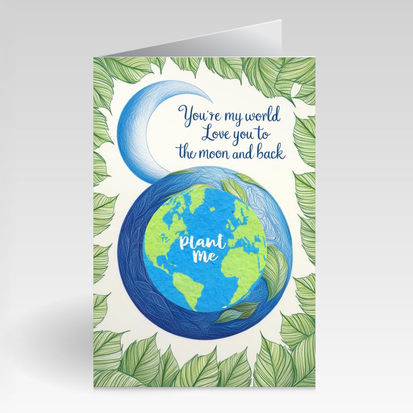 SillySeed You're my World. Love You to the Moon Back Card